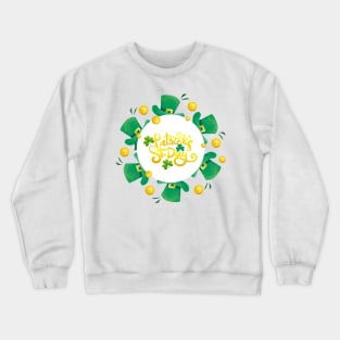 funny hat patrick's day round border Crewneck Sweatshirt